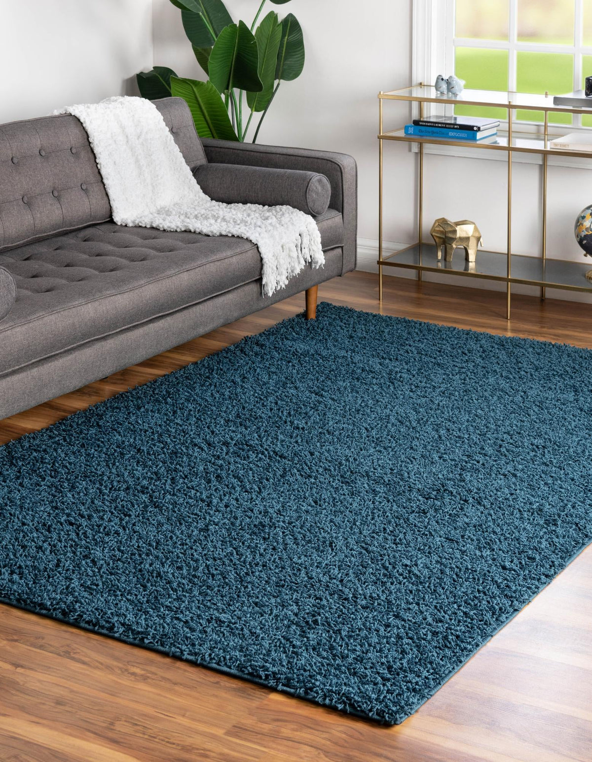 Cozy Haven Shag Collection Area Rug - Sanctuary Rectangle Sapphire Blue  lifestyle 10