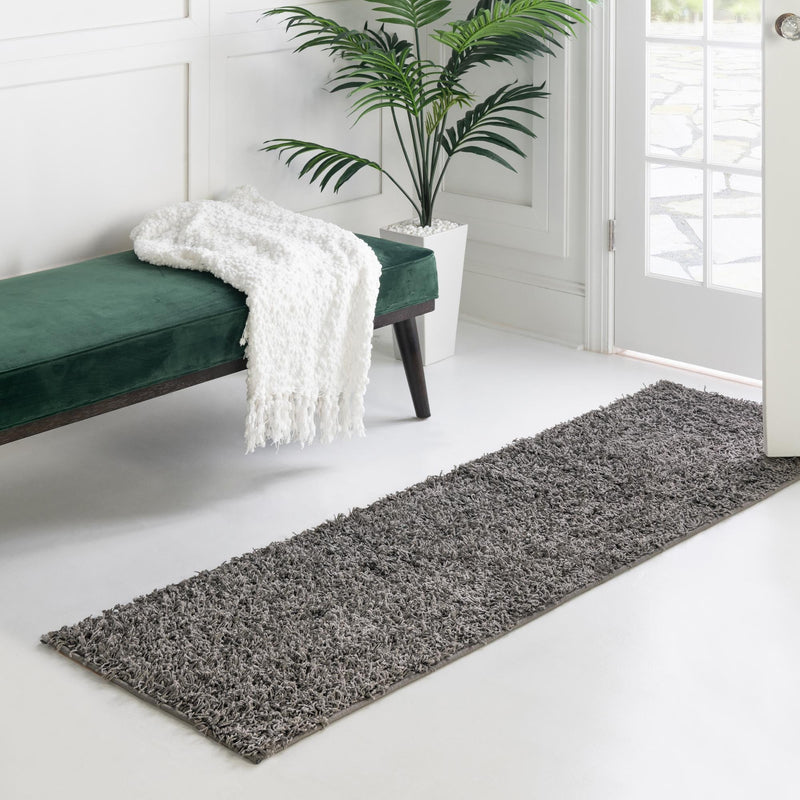 Cozy Haven Shag Collection Area Rug - Sanctuary (Graphite Gray) Runner Graphite Gray  lifestyle 31