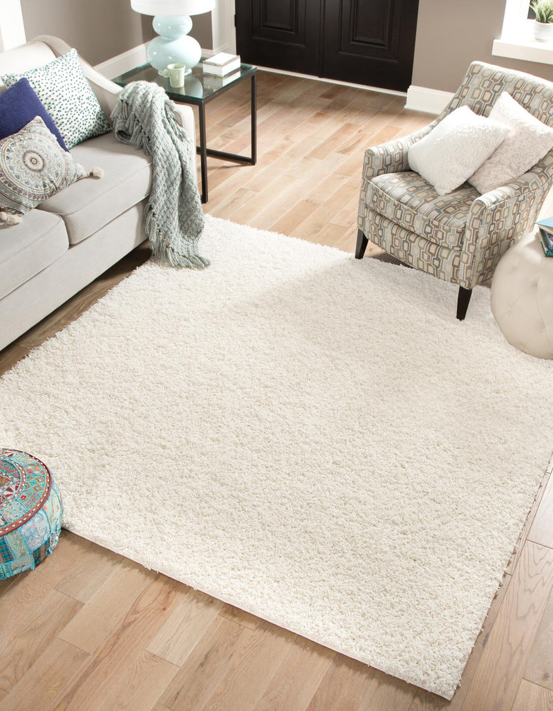 Cozy Haven Shag Collection Area Rug - Sanctuary (Snow White) Square Snow White  lifestyle 16