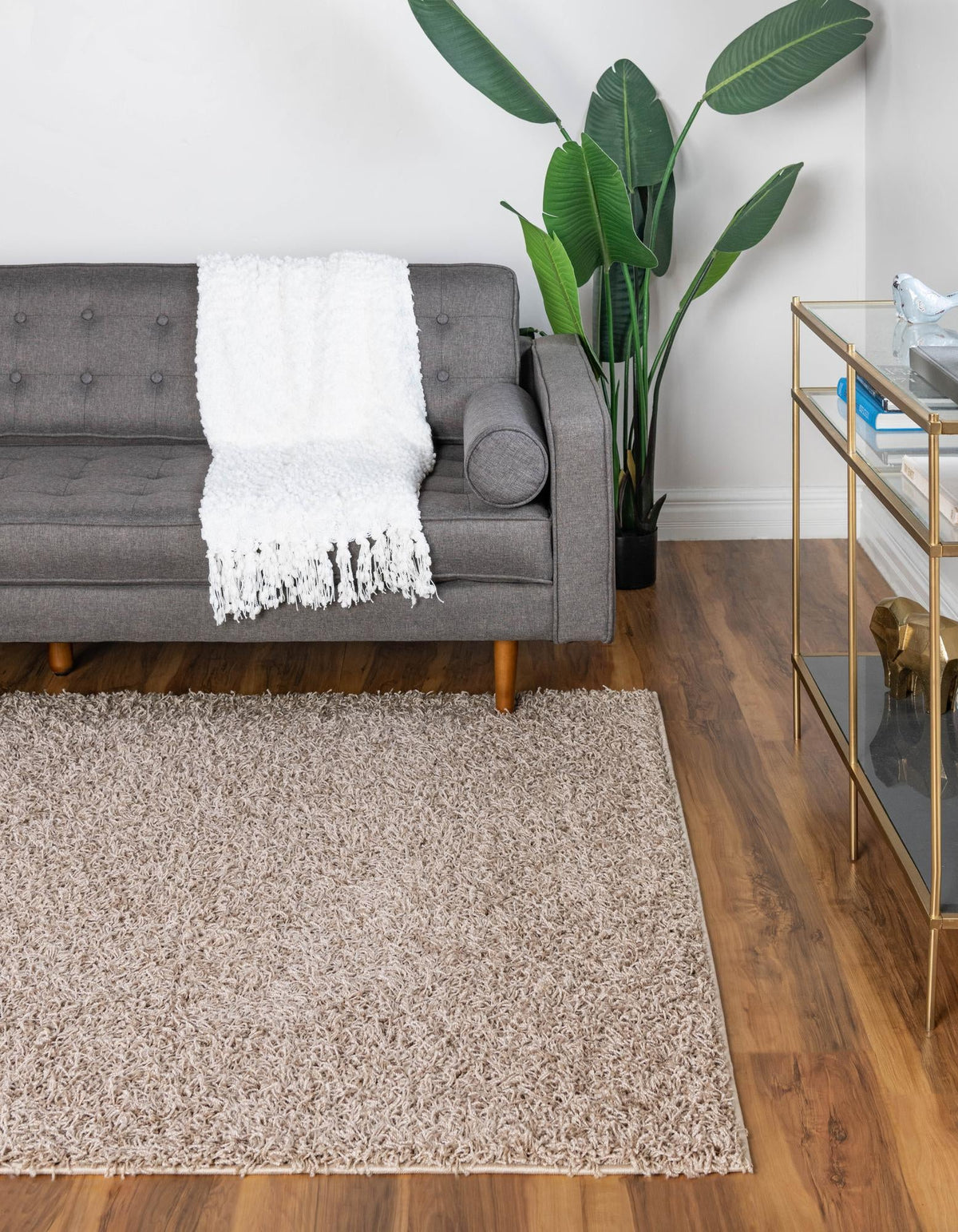 Cozy Haven Shag Collection Area Rug - Sanctuary (Taupe) Rectangle Taupe  lifestyle 2