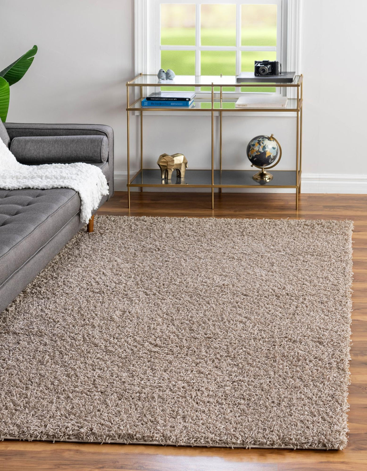 Cozy Haven Shag Collection Area Rug - Sanctuary (Taupe) Rectangle Taupe  lifestyle 3