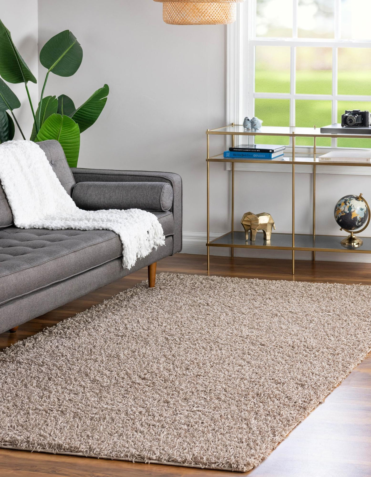 Cozy Haven Shag Collection Area Rug - Sanctuary (Taupe) Rectangle Taupe  lifestyle 4