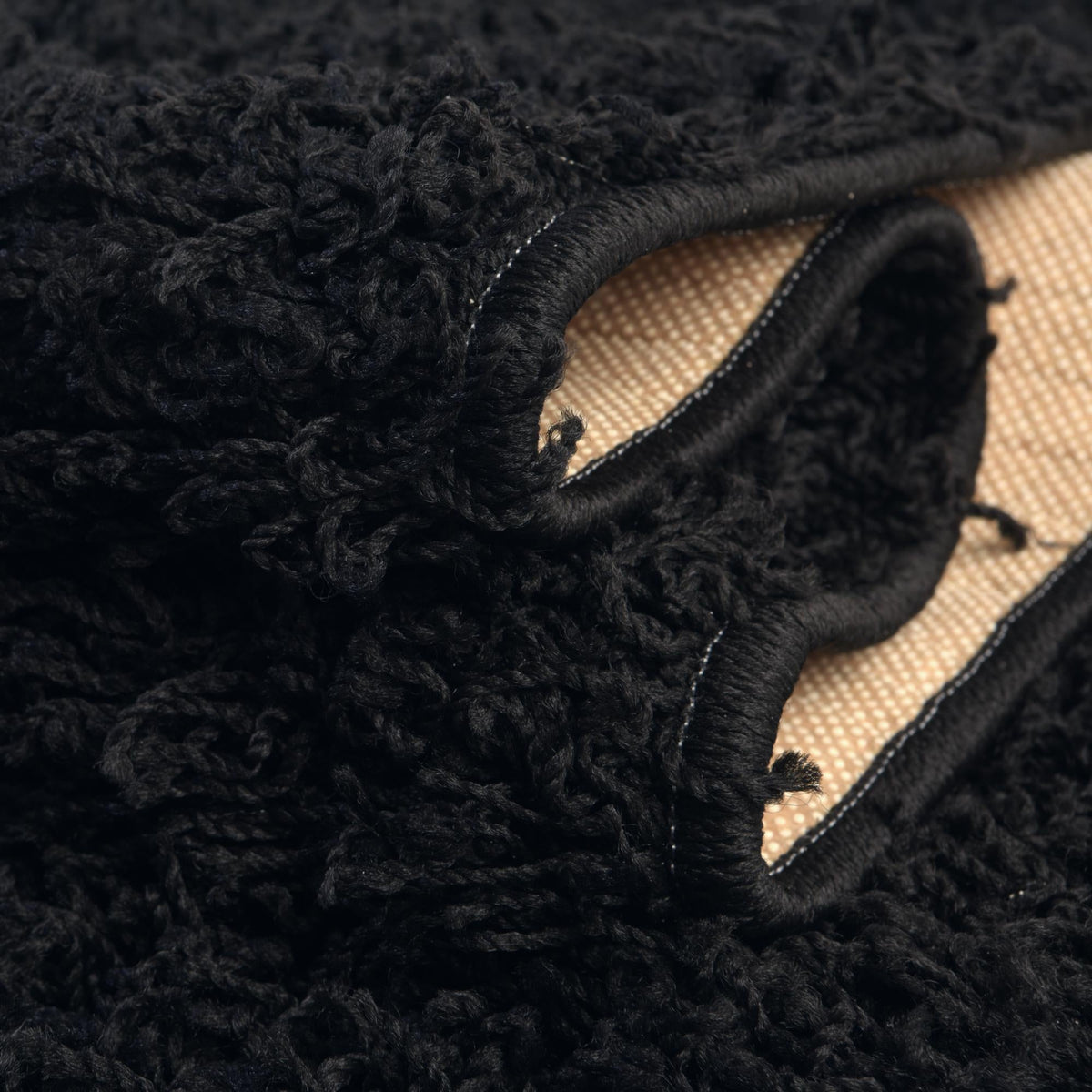 Cozy Haven Shag Collection Area Rug - Sanctuary Square Jet Black  lifestyle 64
