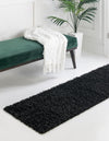 Cozy Haven Shag Collection Area Rug - Sanctuary (Jet Black) Runner Jet Black  lifestyle 19