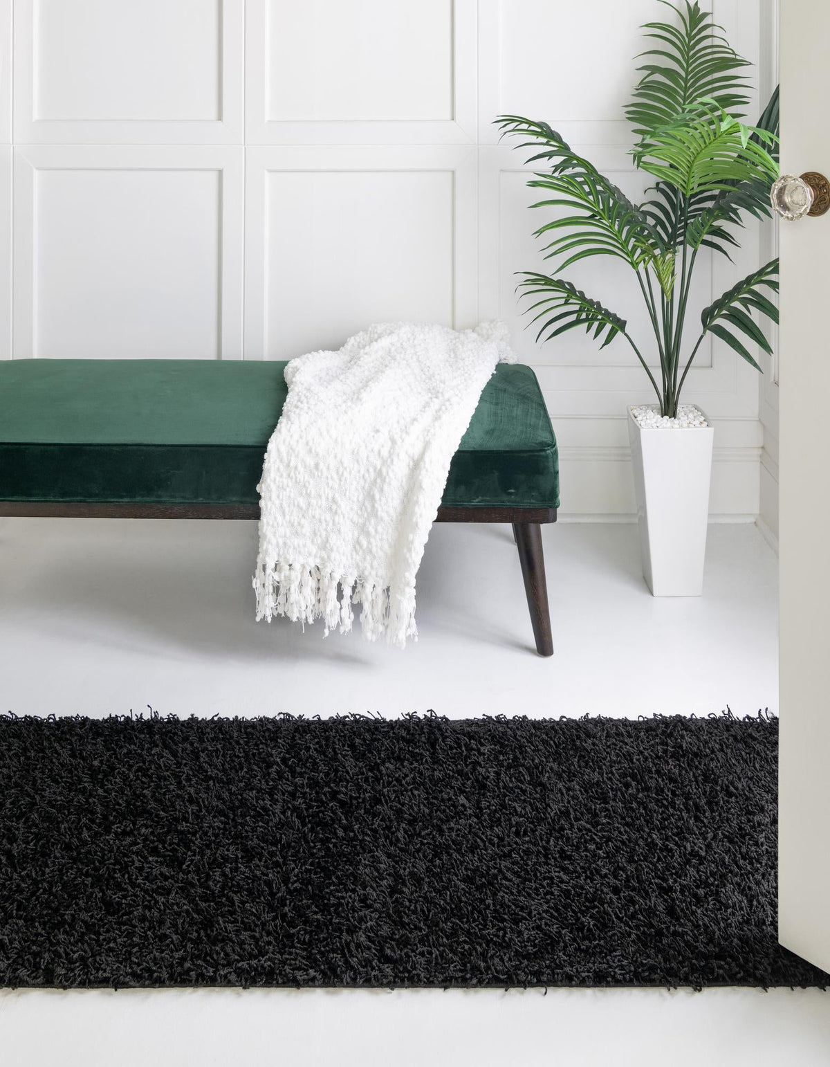Cozy Haven Shag Collection Area Rug - Sanctuary Runner Jet Black  lifestyle 53