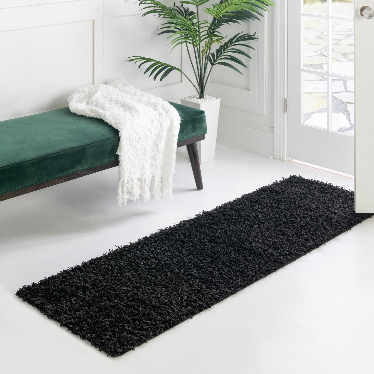 Cozy Haven Shag Collection Area Rug - Sanctuary Runner Jet Black  lifestyle 72