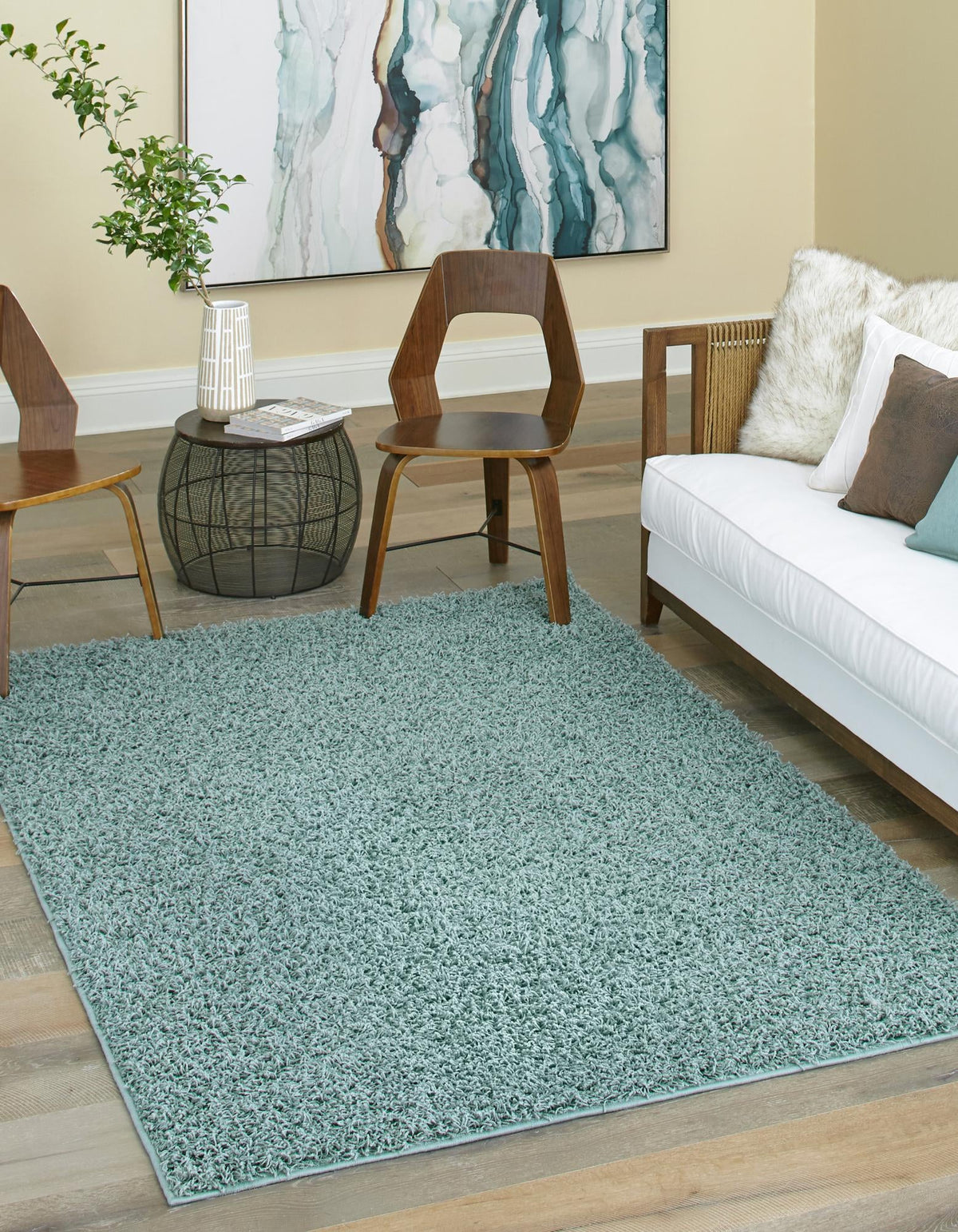Cozy Haven Shag Collection Area Rug - Sanctuary Rectangle Light Slate Blue  lifestyle 5