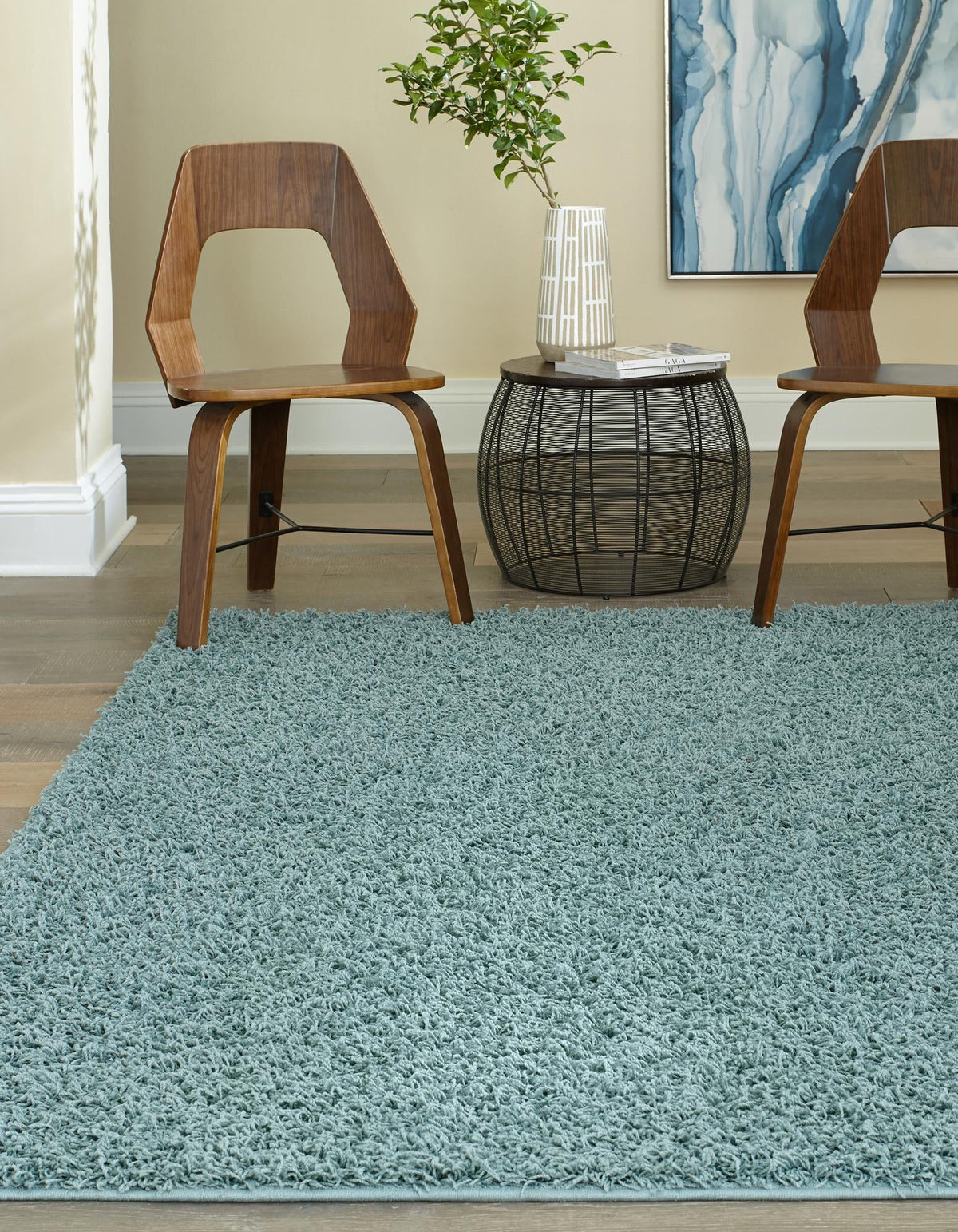 Cozy Haven Shag Collection Area Rug - Sanctuary Rectangle Light Slate Blue  lifestyle 8