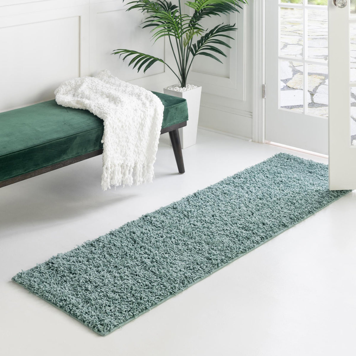 Cozy Haven Shag Collection Area Rug - Sanctuary Runner Light Slate Blue  lifestyle 73