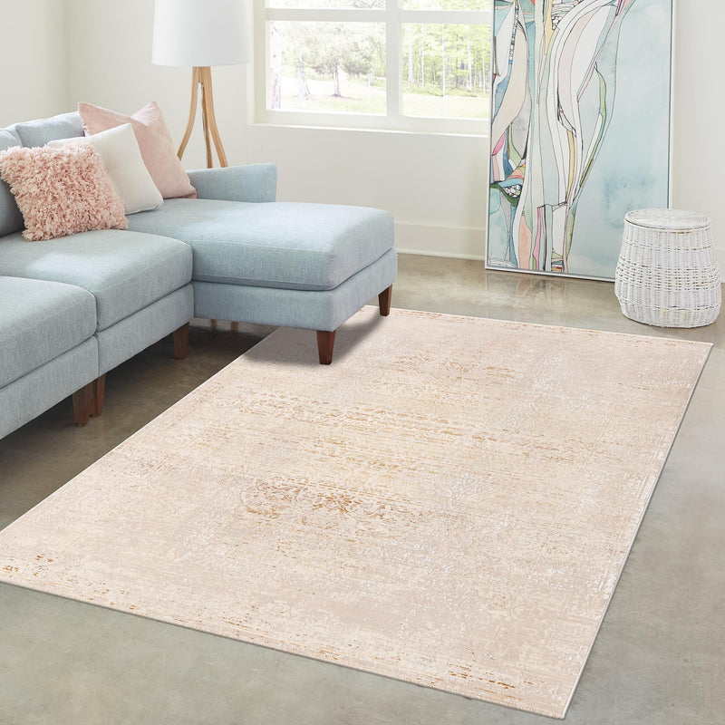 Sahara Elegance Collection Area Rug - Marrakech Rectangle Ivory and Gold  lifestyle 14