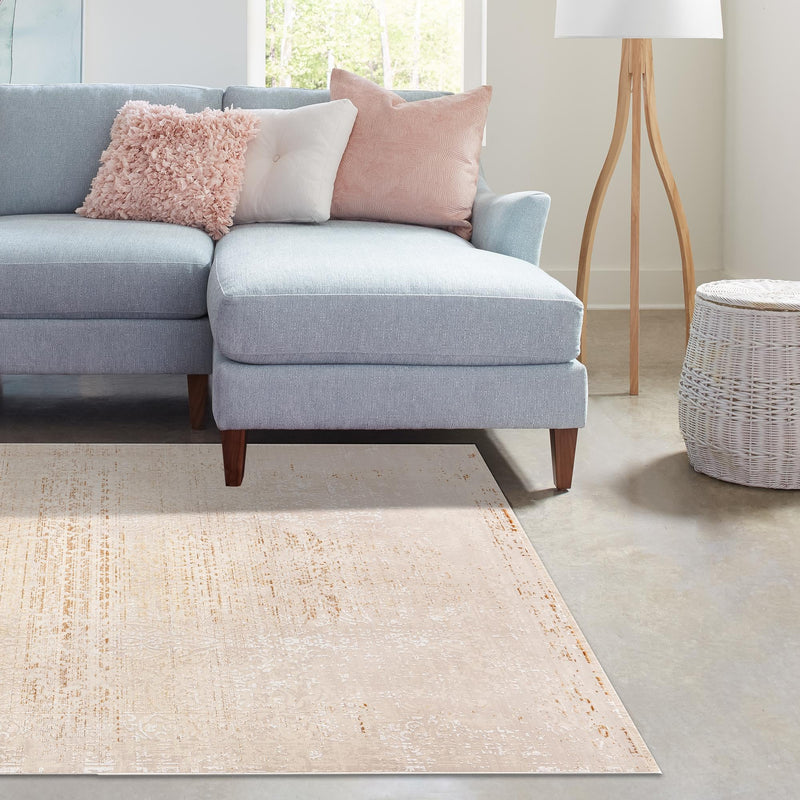 Sahara Elegance Collection Area Rug - Marrakech Rectangle Ivory and Gold  lifestyle 15