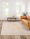 Sahara Elegance Collection Area Rug - Marrakech Square Ivory and Gold  lifestyle 19