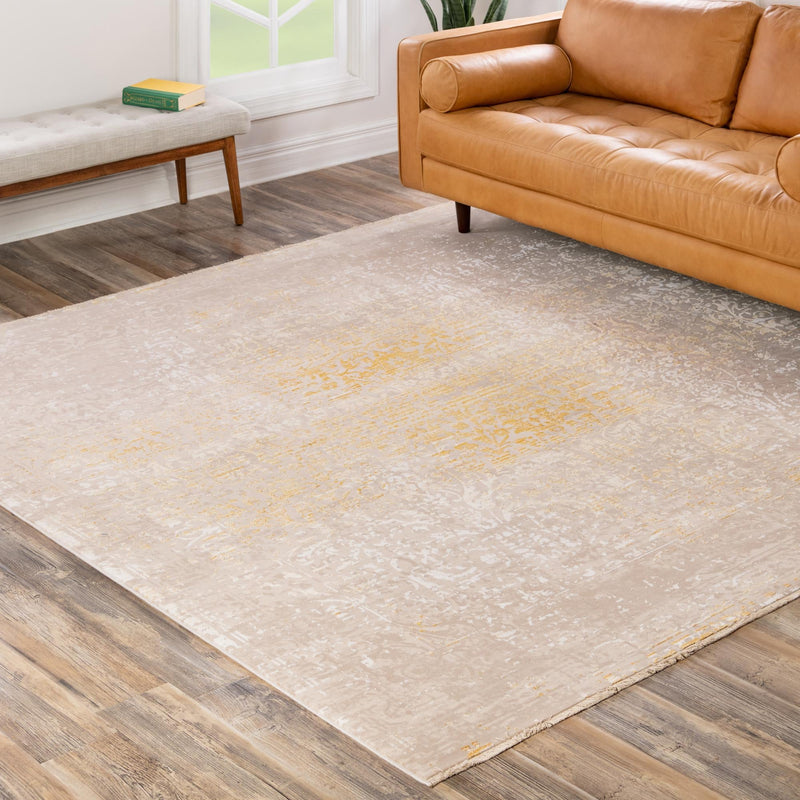 Sahara Elegance Collection Area Rug - Marrakech Square Ivory and Gold  lifestyle 58