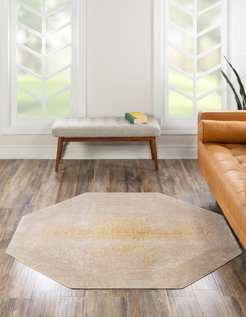 Sahara Elegance Collection Area Rug - Marrakech Octagon Ivory and Gold  lifestyle 20