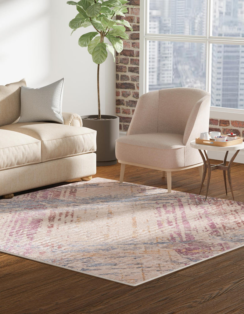 Sahara Elegance Collection Area Rug -  Essaouira Square Ivory and Gray  lifestyle 19