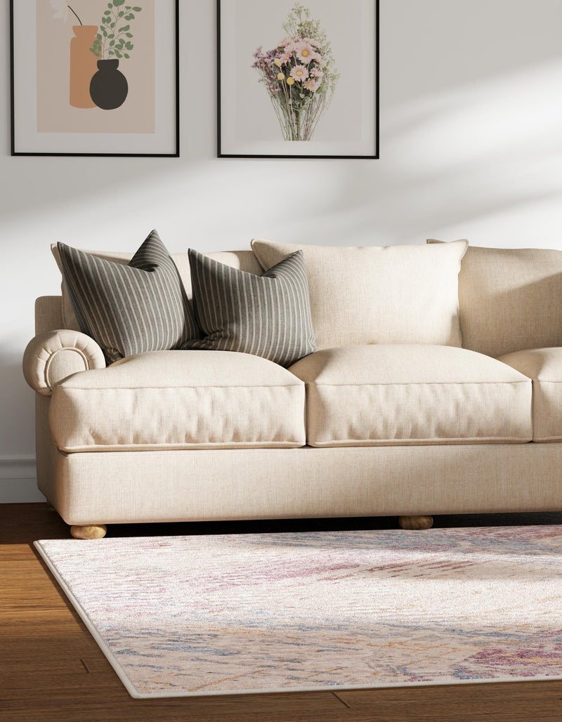 Sahara Elegance Collection Area Rug -  Essaouira Square Ivory and Gray  lifestyle 25