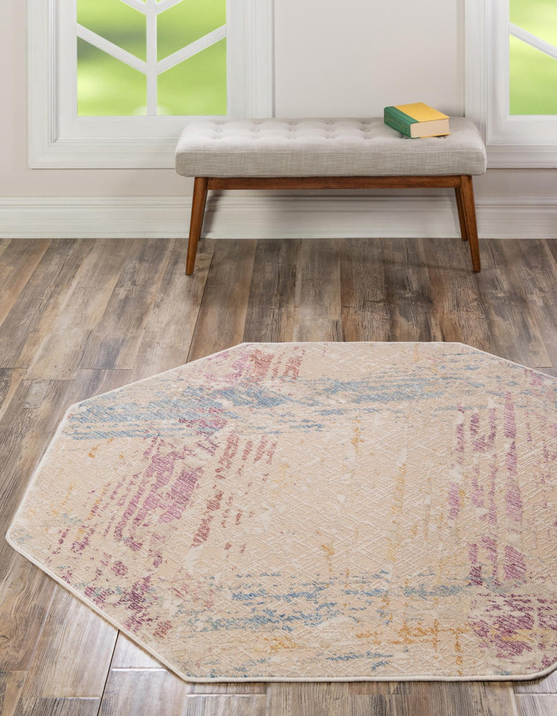 Sahara Elegance Collection Area Rug -  Essaouira Octagon Ivory and Gray  lifestyle 20
