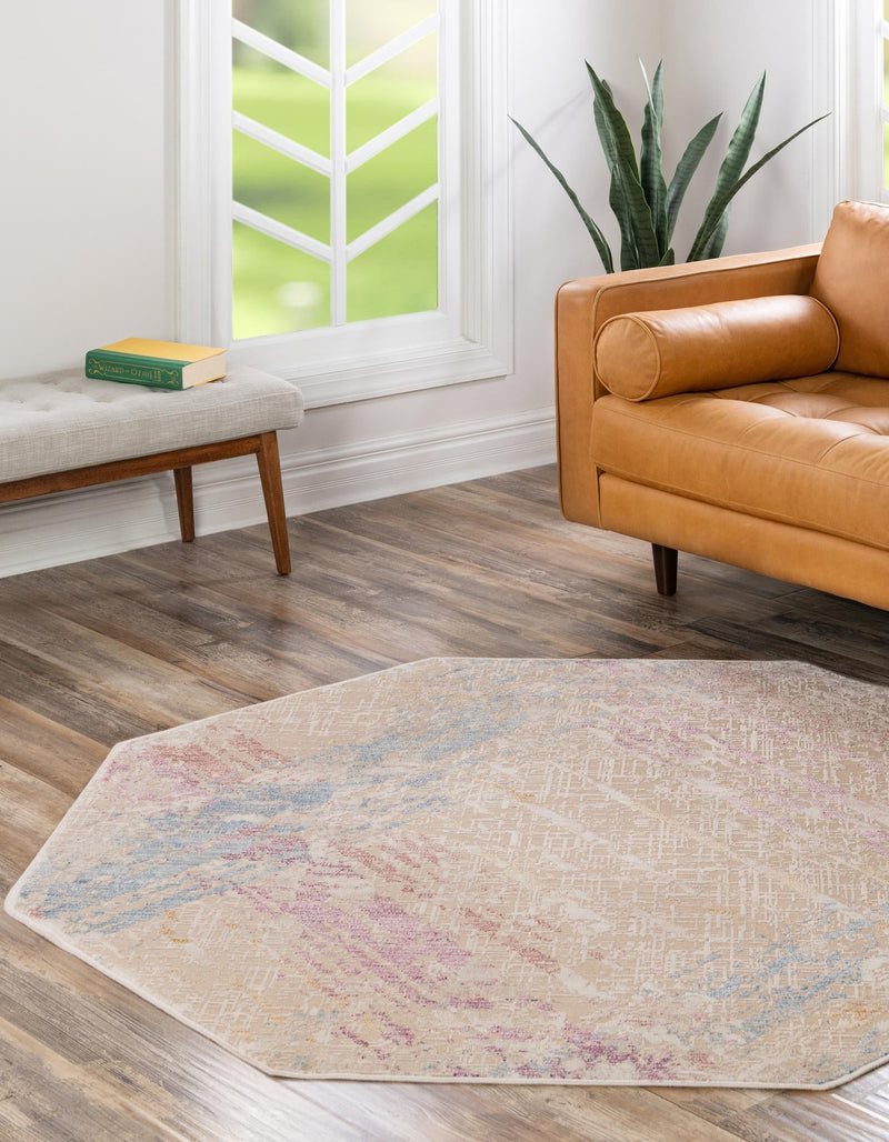 Sahara Elegance Collection Area Rug -  Essaouira Octagon Ivory and Gray  lifestyle 23