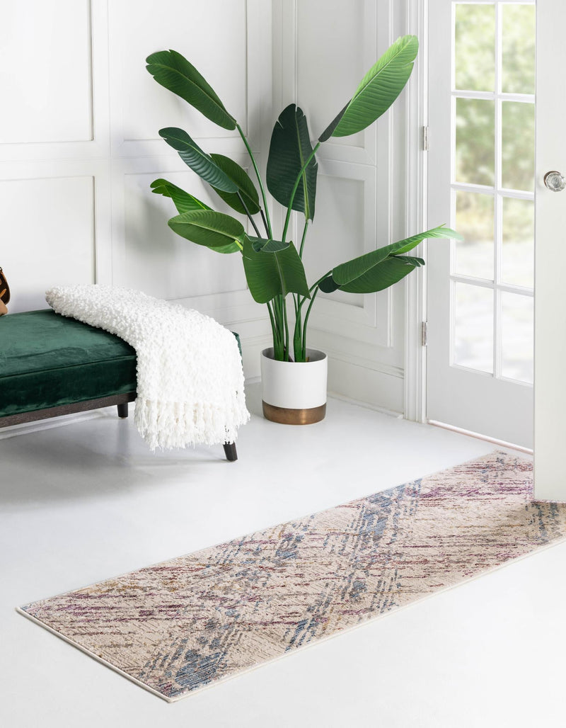 Sahara Elegance Collection Area Rug -  Essaouira Runner Ivory and Gray  lifestyle 24