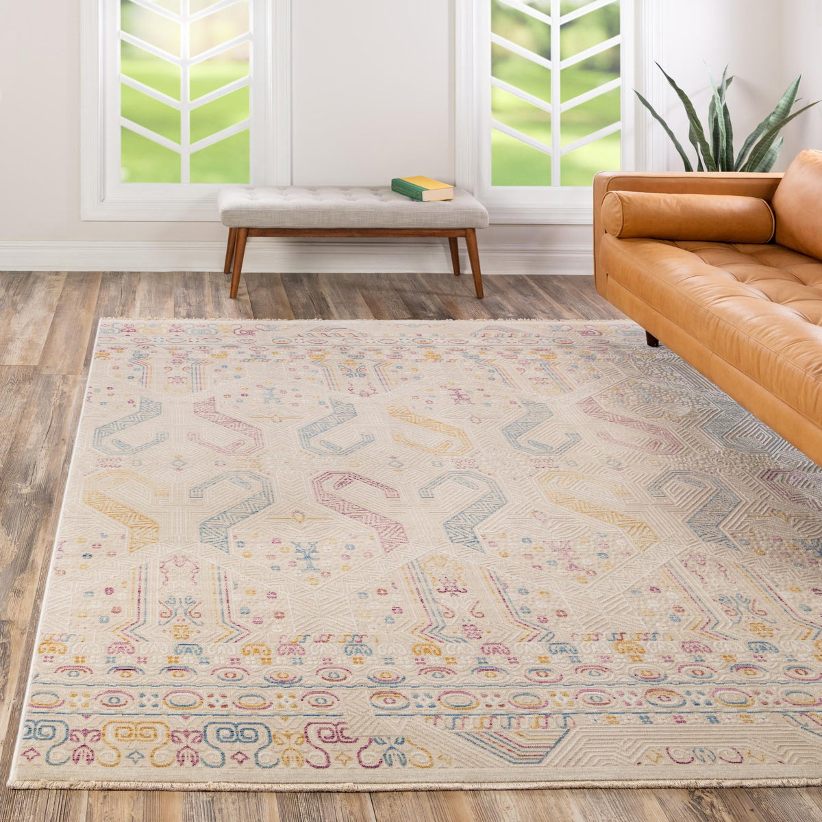 Sahara Elegance Collection Area Rug -  Merzouga Square Ivory  lifestyle 53
