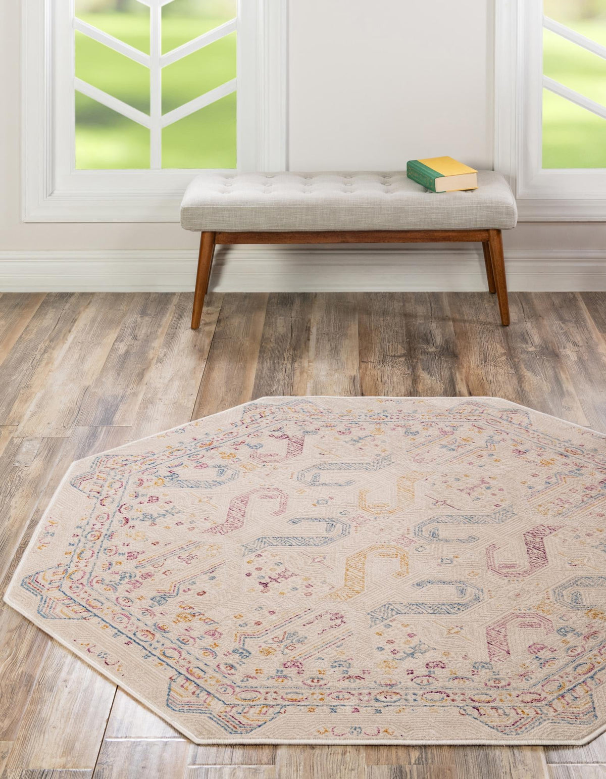 Sahara Elegance Collection Area Rug -  Merzouga Octagon Ivory  lifestyle 18