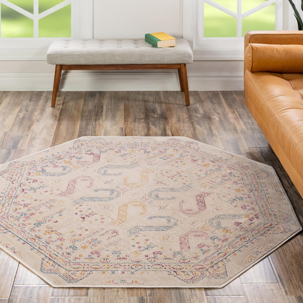 Sahara Elegance Collection Area Rug -  Merzouga Octagon Ivory  lifestyle 54