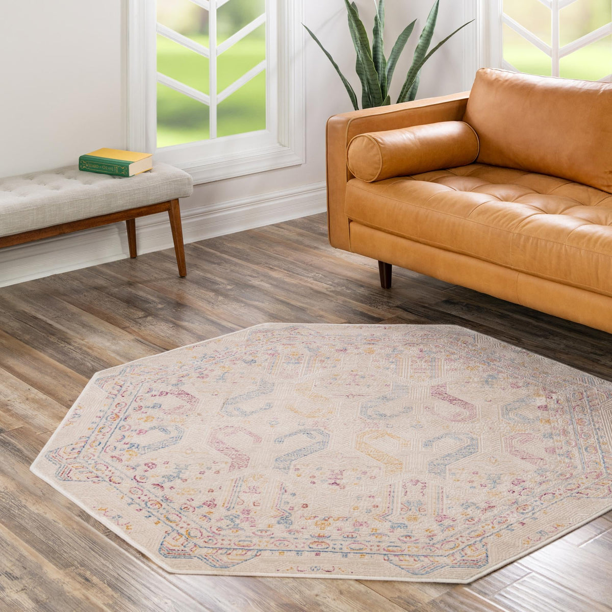 Sahara Elegance Collection Area Rug -  Merzouga Octagon Ivory  lifestyle 57