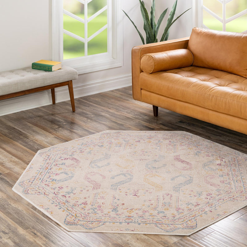 Sahara Elegance Collection Area Rug -  Merzouga Octagon Ivory  lifestyle 57