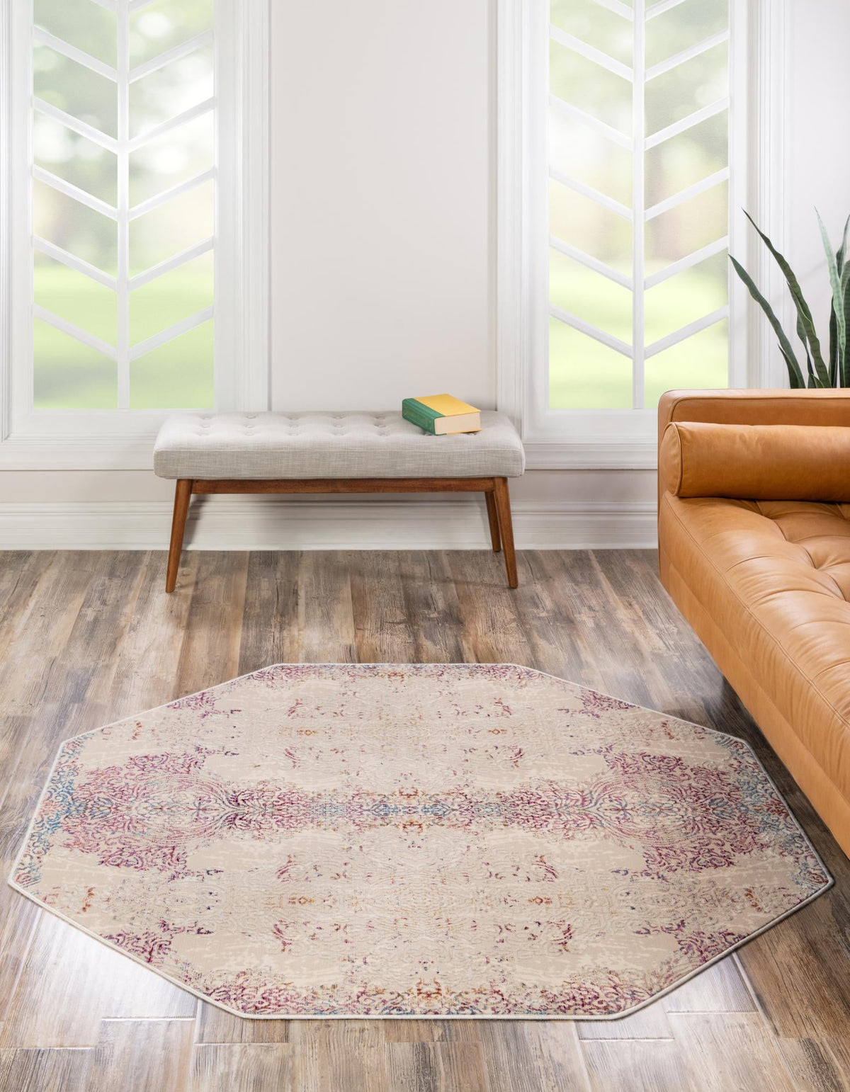 Sahara Elegance Collection Area Rug -  Karnak Octagon Ivory  lifestyle 18