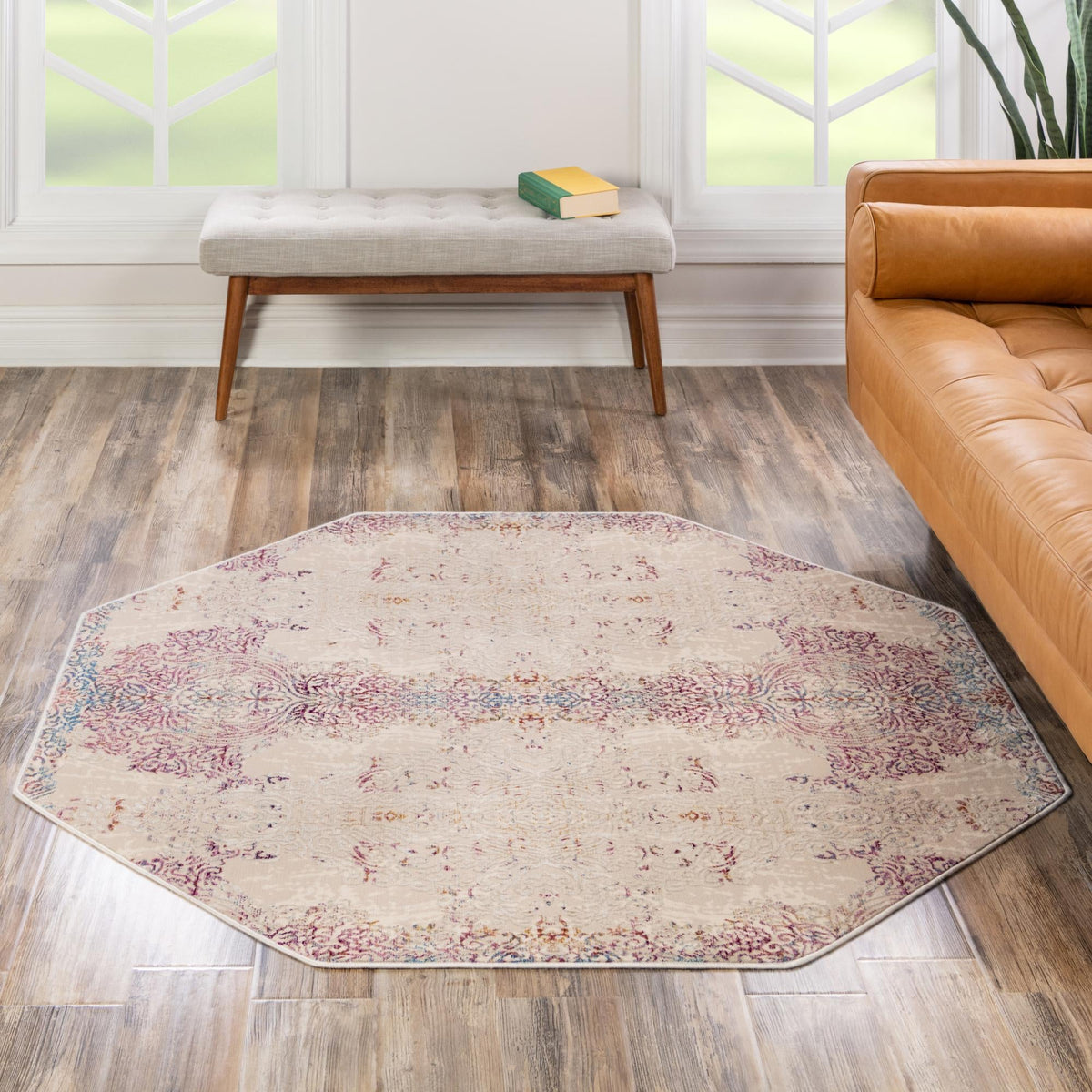 Sahara Elegance Collection Area Rug -  Karnak Octagon Ivory  lifestyle 42