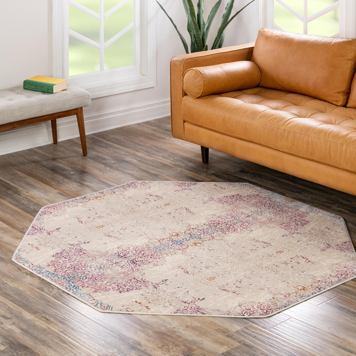 Sahara Elegance Collection Area Rug -  Karnak Octagon Ivory  lifestyle 44