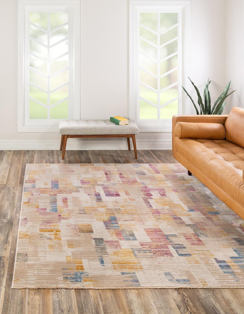 Sahara Elegance Collection Area Rug -  Chefchaouen Square Ivory  lifestyle 19