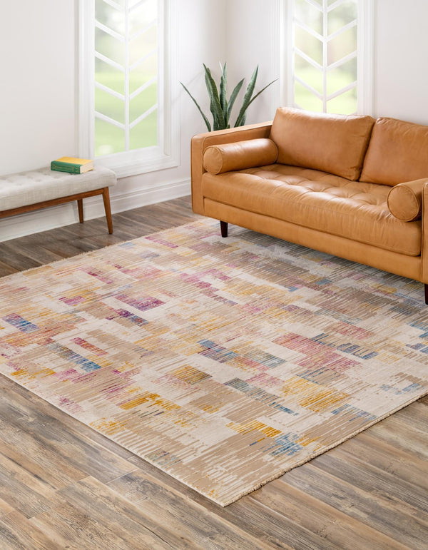 Sahara Elegance Collection Area Rug -  Chefchaouen Square Ivory  lifestyle 22