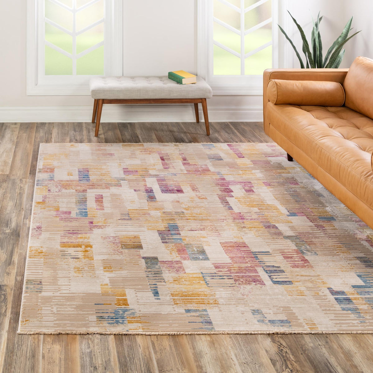 Sahara Elegance Collection Area Rug -  Chefchaouen Square Ivory  lifestyle 55