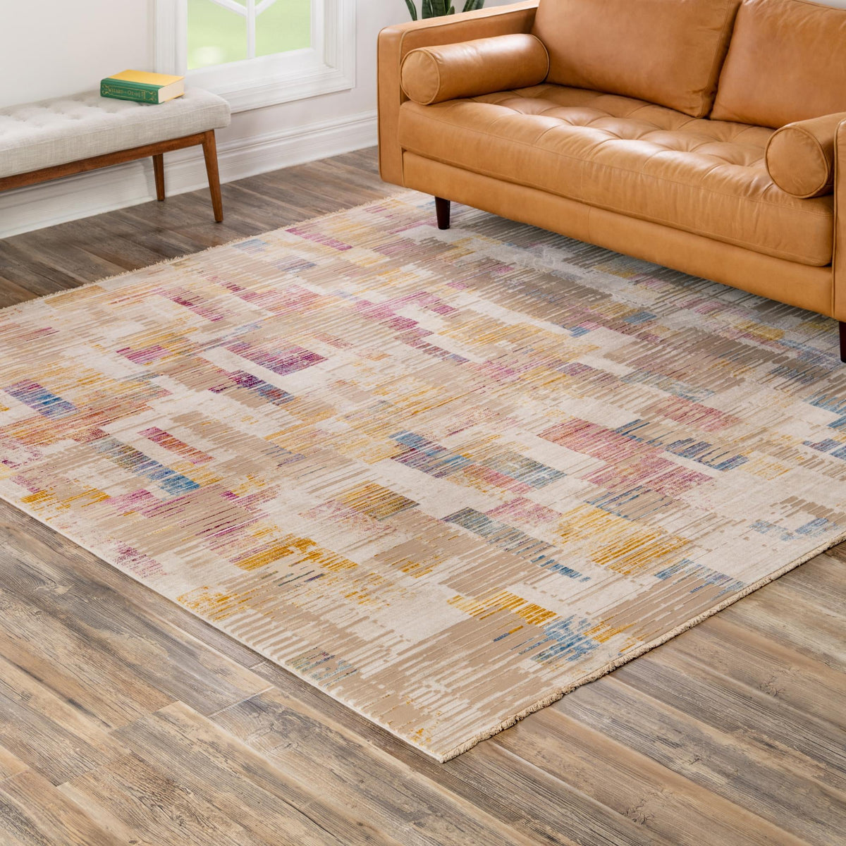 Sahara Elegance Collection Area Rug -  Chefchaouen Square Ivory  lifestyle 58