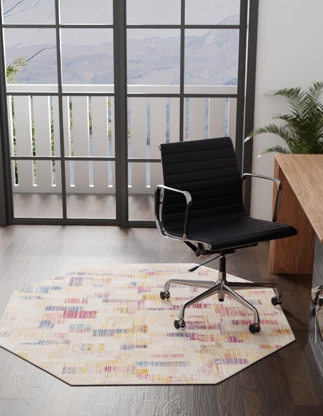 Sahara Elegance Collection Area Rug -  Chefchaouen Octagon Ivory  lifestyle 23