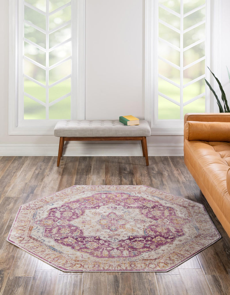 Sahara Elegance Collection Area Rug -  Zagora Octagon Lavender  lifestyle 76
