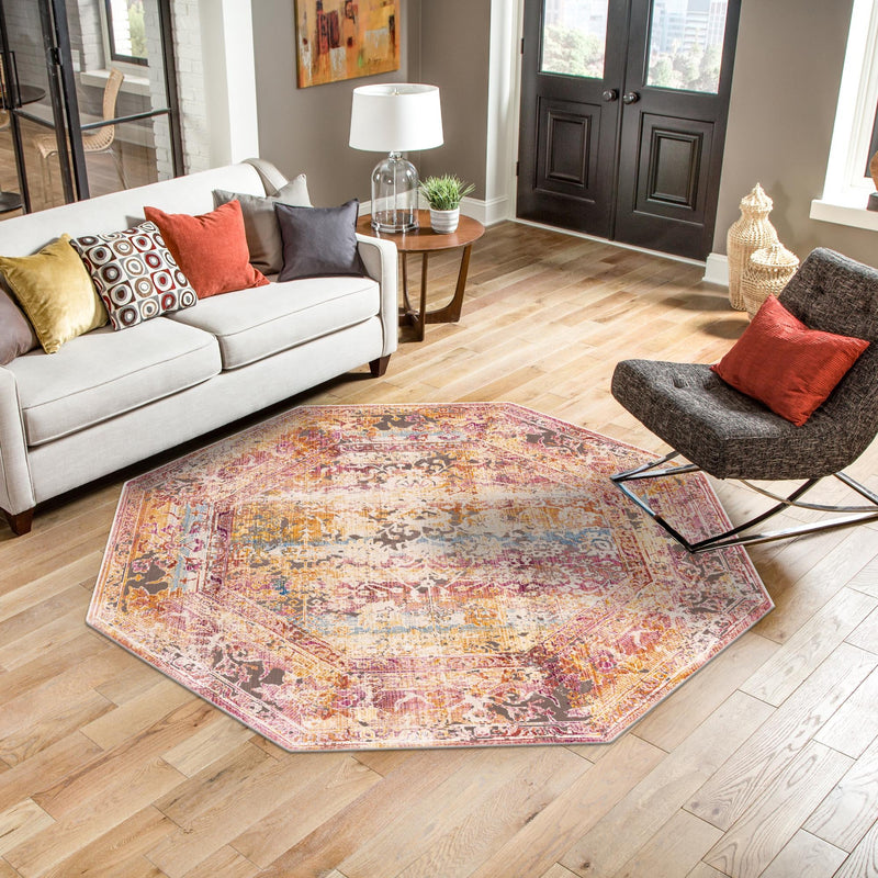 Sahara Elegance Collection Area Rug -  Nubia Octagon Multi  lifestyle 57