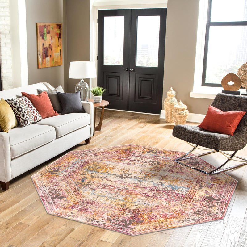 Sahara Elegance Collection Area Rug -  Nubia Octagon Multi  lifestyle 60