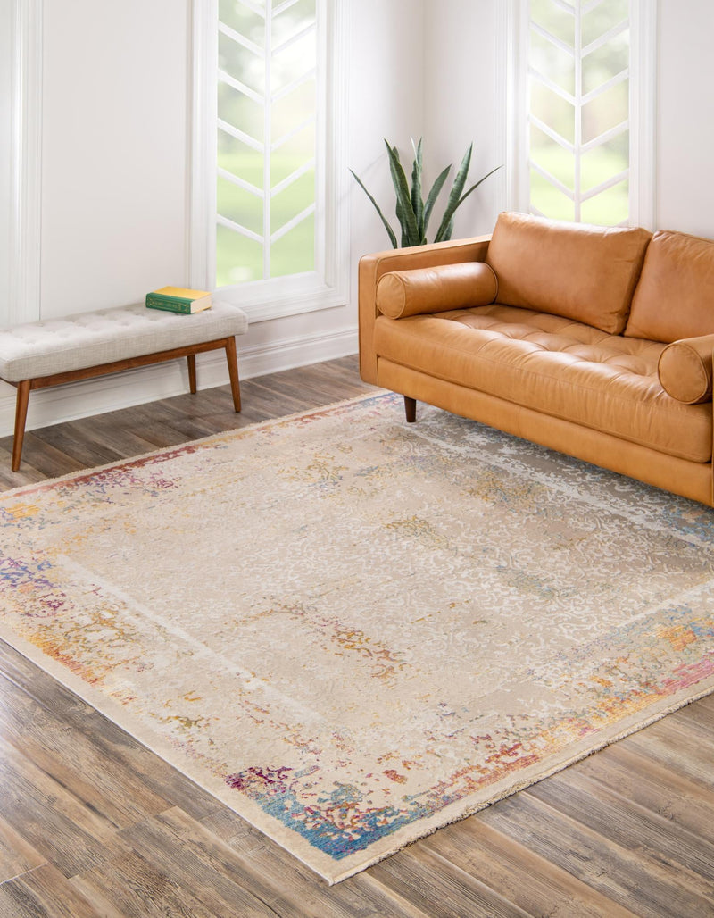 Sahara Elegance Collection Area Rug -  Luxor Square Ivory  lifestyle 21