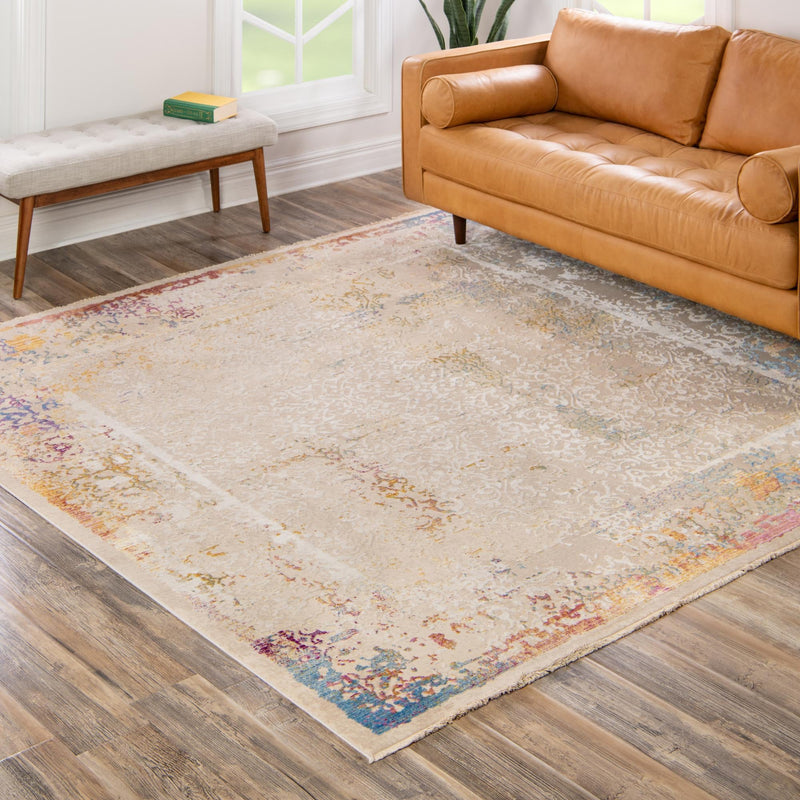 Sahara Elegance Collection Area Rug -  Luxor Square Ivory  lifestyle 56