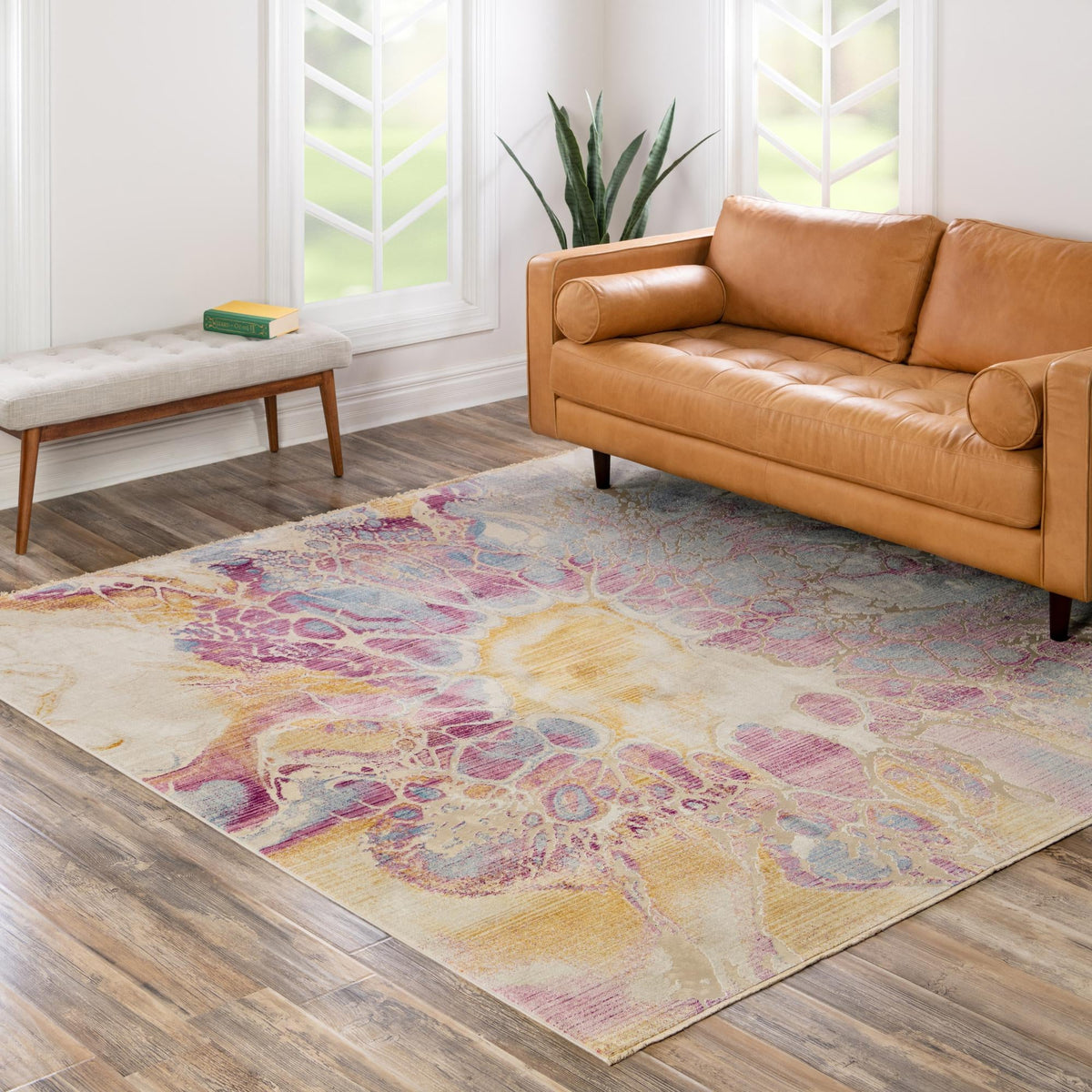 Sahara Elegance Collection Area Rug -  Casablanca Square Multi  lifestyle 55