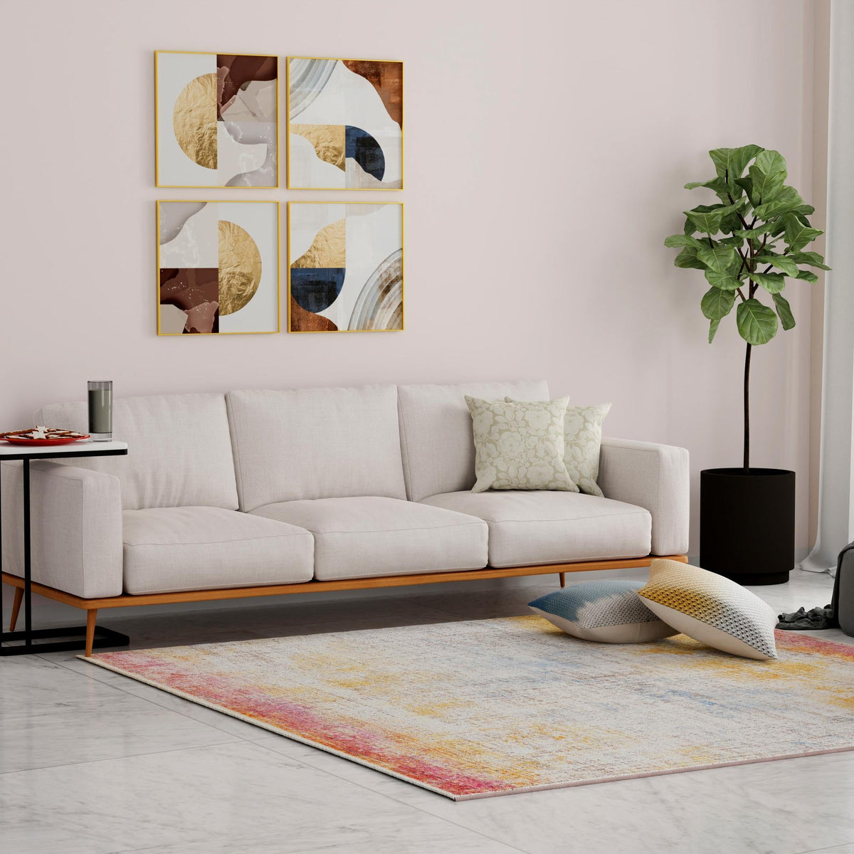 Sahara Elegance Collection Area Rug -  Tangier Square Multi  lifestyle 54