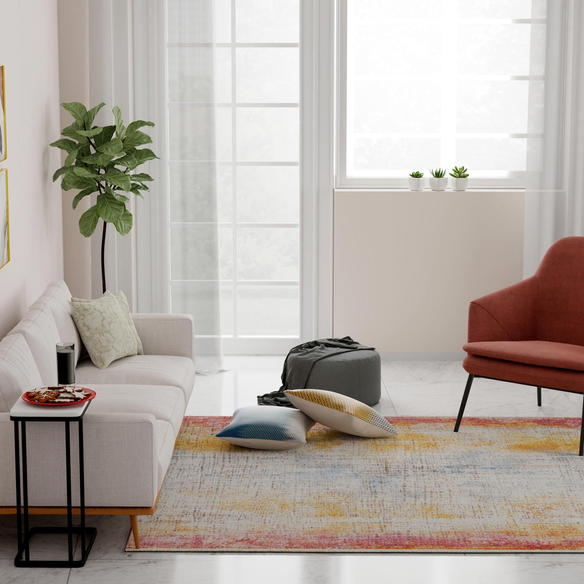 Sahara Elegance Collection Area Rug -  Tangier Square Multi  lifestyle 57