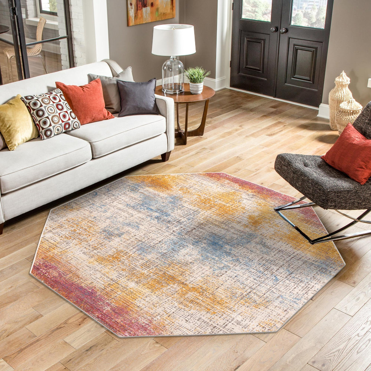 Sahara Elegance Collection Area Rug -  Tangier Octagon Multi  lifestyle 55