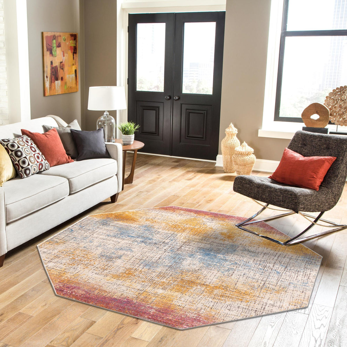 Sahara Elegance Collection Area Rug -  Tangier Octagon Multi  lifestyle 58