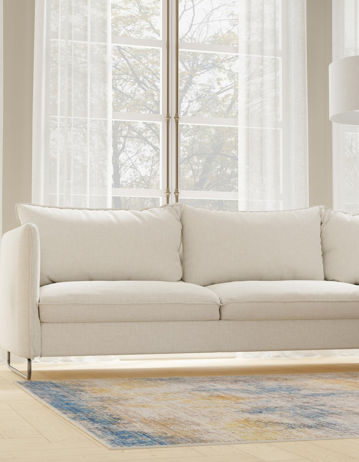 Sahara Elegance Collection Area Rug -  Tangier Square Blue Ivory  lifestyle 42
