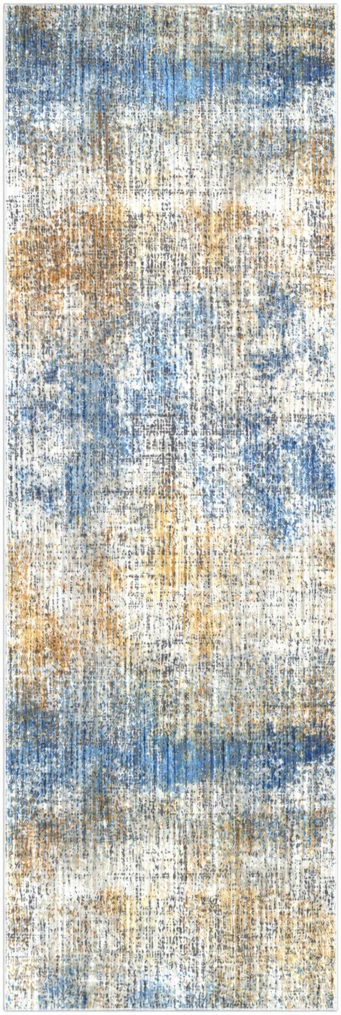 Sahara Elegance Collection Area Rug -  Tangier Runner Ivory and Blue  lifestyle 28