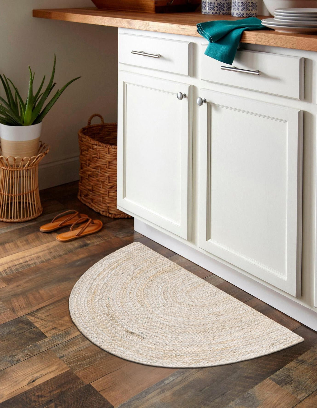 Woven Seaside Jute Collection Area Rug - Savannah (White) Hearth White  lifestyle 39