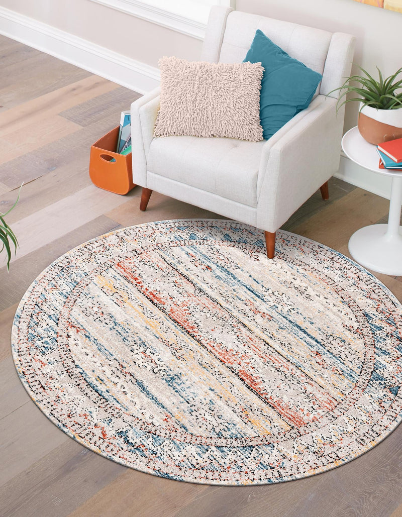 Mediterranea Elegance Collection Area Rug -  Naxos Round Multi  lifestyle 22